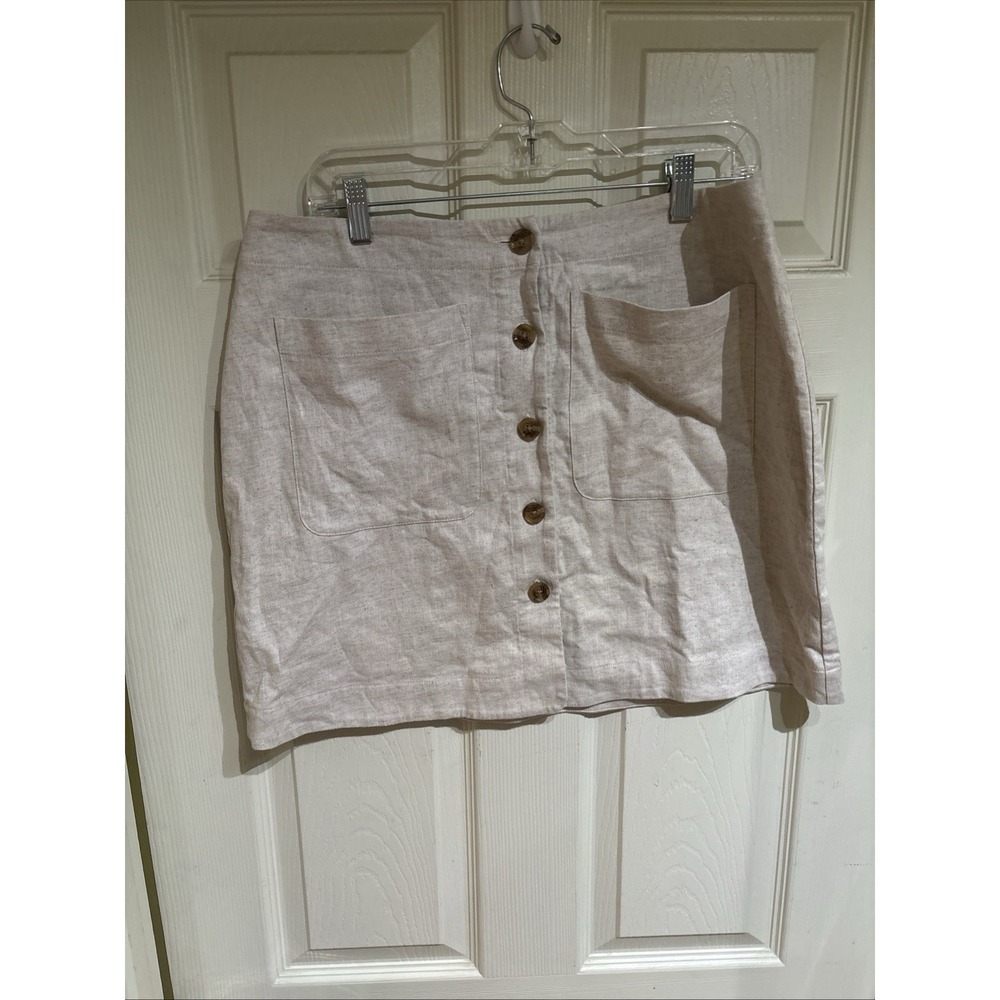 NEW Banana Republic Utility Cargo Mini Skirt Linen Blend Button Front Size 12